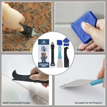 Silicone Caulk Remover Tool Kit, Grout Caulk Removal Tool, Putty Knife Scraper, 3 Glass Glue Corner Scrapers, Great for Kitchen Sinks, Bathroom and Window Frame