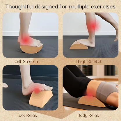 Cork Calf Stretcher Foot Rocker - Half Moon Yoga Block for Plantar Fasciitis, Recovery Ankle Stretcher Balance Blocks Leg Muscle Strength Traning Sports Workout Equipment, Anti-Slip