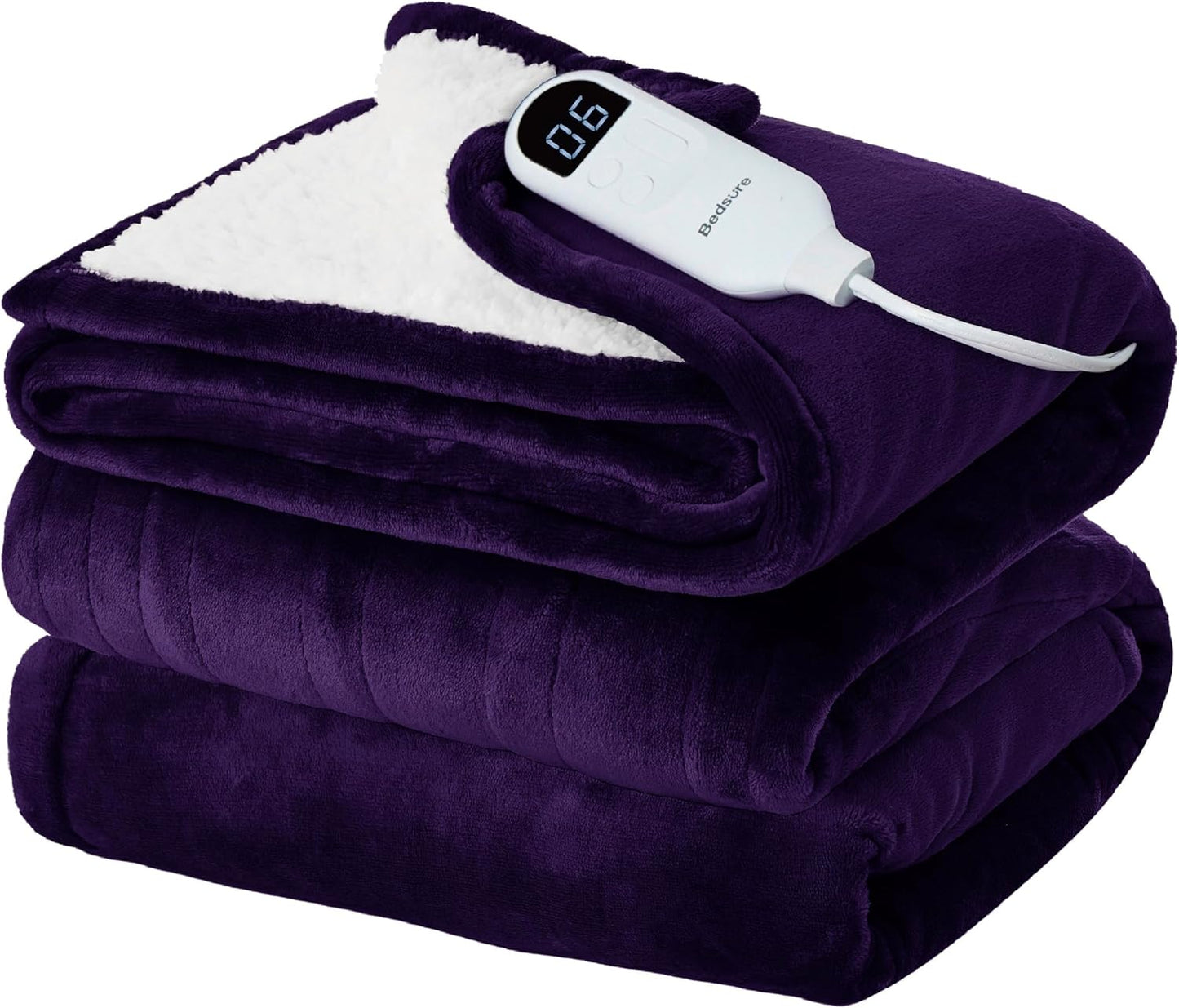 Bedsure Heated Blanket Throw Blanket with Preheat Function - Fast Heating Electric Blanket, Soft Flannel Throw with 6 Time Settings(Up to 10H), 6 Heating Settings, Gifts for Grandma (50"x60", Grey)