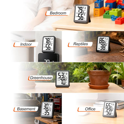 Room Thermometer Indoor Hygrometer Digital Humidity Meter | Accurate Sensor, Fast Refresh, Big Digits, Easy to View, ℉/℃, w/ AAA Battery, Compact for Home, Office, Pet, Plant