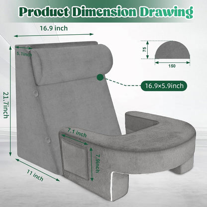 Reading Pillow Set for Adults with Back Neck Support and Armrest | 26D High-Density Foam for Bed Couch Reading Gaming Working, Reduce Neck & Back Fatigue, Breathable Fabric, Removable Cover