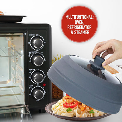 Microwave Splatter Cover Glass for Food - Large 10.8" Tempered Glass & Silicone Lid, Heat Resistant, Splatter Guard with Easy-Grip Handle