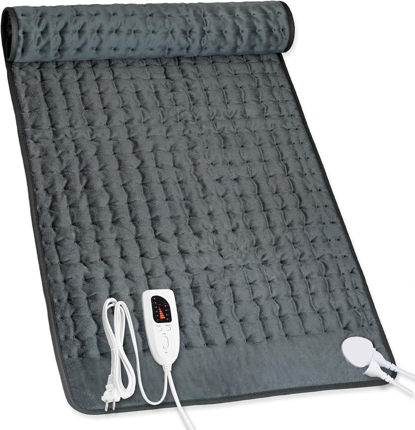 Heating Pad,Heated Blanket,Heating Pad for Back Neck,Grey,24x12 Inch | Electric Heating Pad,Dry/Moist Heat Heating Pads,Heating Pads for Shoulder,Abdomen,Heat Pad for Women Men,Birthday Gift