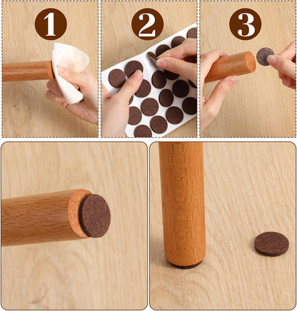 120 PCS Felt Pads for Cabinet Doors, Felt Furniture Pads 1/2 Inch Round Chairs, Self-Adhesive to Protect Surfaces (Brown, 0.87 inch)