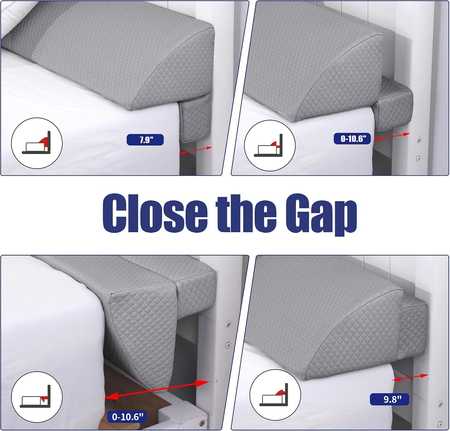 HOMBYS Wedge Pillow Headboard for Bed Gap,Foldable Bed Wedge Gap Filler Queen Size,Matterss Gap Filler,Multi Functional Bed Crack Pillow, Fill The Gap (0-7") Between Your Headboard and Mattress,White