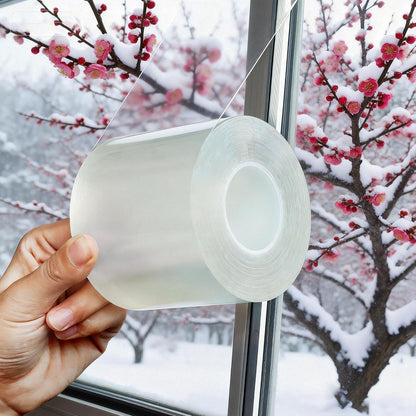 Window Sealing Tape 2 Inch x 33 FT Transparent Window Draft Insulation Residue-Free Clear Weather Stripping Caulk Tape Windproof Weatherproof Window Seal AC Units for Window Glass, Doors Gaps