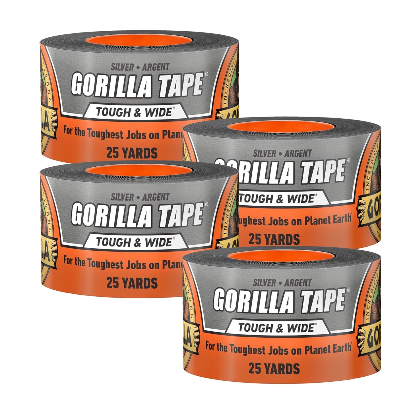 GORILLA Tape Tough & Wide, White, 2.88" x 25 yd | Double-Thick Adhesive, Grips Rough Surfaces, Heavy Duty, Weather Resistant for Indoor or Outdoor Use