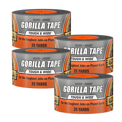 GORILLA Tape Tough & Wide, White, 2.88" x 25 yd | Double-Thick Adhesive, Grips Rough Surfaces, Heavy Duty, Weather Resistant for Indoor or Outdoor Use