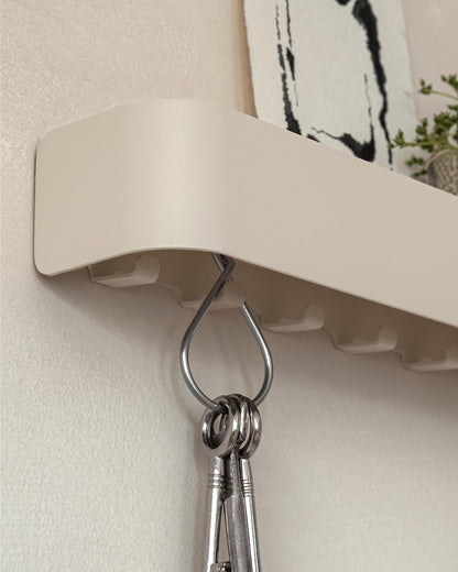 Kazai. Key Holder for Wall 'Tone' | Minimalist Key Hooks Design from Berlin | Modern Key Hanger with Metal Shelf | Key Hook Wall Mounted as Hallway Furniture | Black
