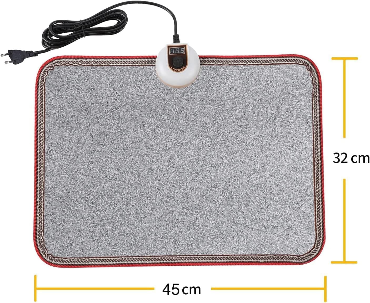 Livtribe AC 110V Heated Floor Mat for Foot, Carbon Crystal Heating Pad, Electric Heated Foot Warmers for Office, Home (Black)