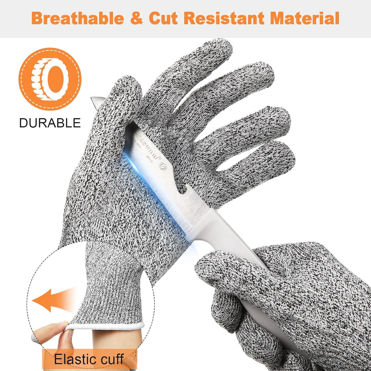 Chuarry 10 Pairs Cut Resistant Gloves Cutting Proof Gloves Level 5 Protection Kitchen Cuts Glove for Shucking Fish