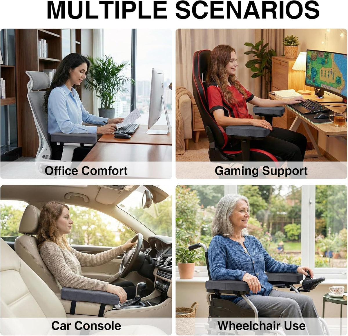 Smiry Memory Foam Office Chair Armrest Pads, Non-Slip Armrest Cushion