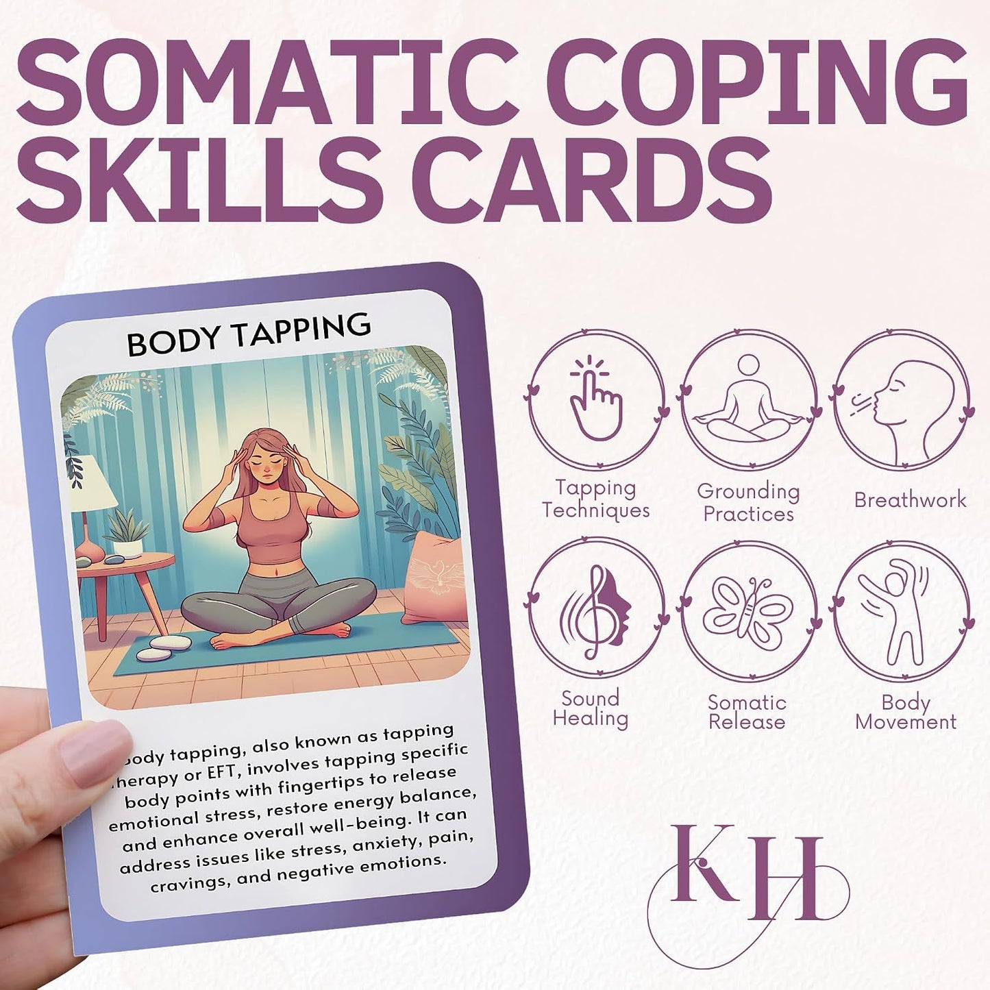 Somatic Therapy Exercise Cards & Coping Skill Cards: Techniques and Exercises for Trauma & Stress Relief, Self-Help Deck by HORIA KADI
