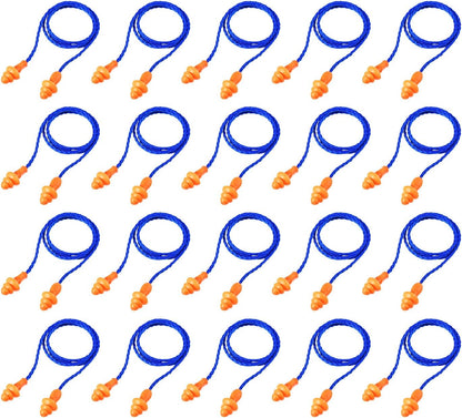 20 Pairs Corded Ear Plugs Reusable Silicone Earplugs with String Banded Ear Plug for Sleeping Noise Cancelling Noise Reduction Hearing Protection(Blue-Orange)