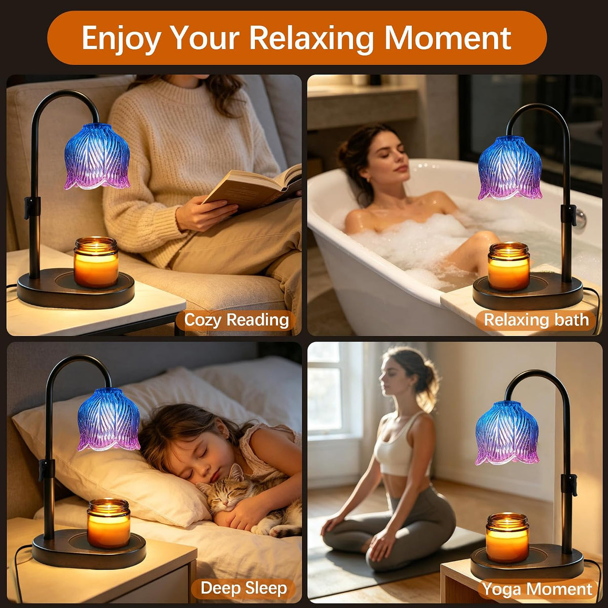 Candle Warmer Lamp with Timer and Dimmer, Adjustable Height Design
