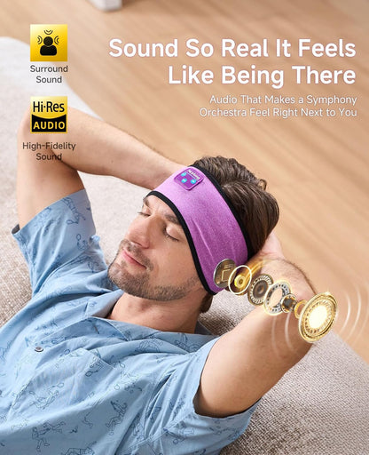 Sleep Headphones | Bluetooth 5.4 Headband | Wireless Earbuds Earphones Sweat Resistant with Ultra-Thin HD Stereo Speaker, Headphone Band for Side Sleepers Workout Running Tech Gadgets Unique Gifts