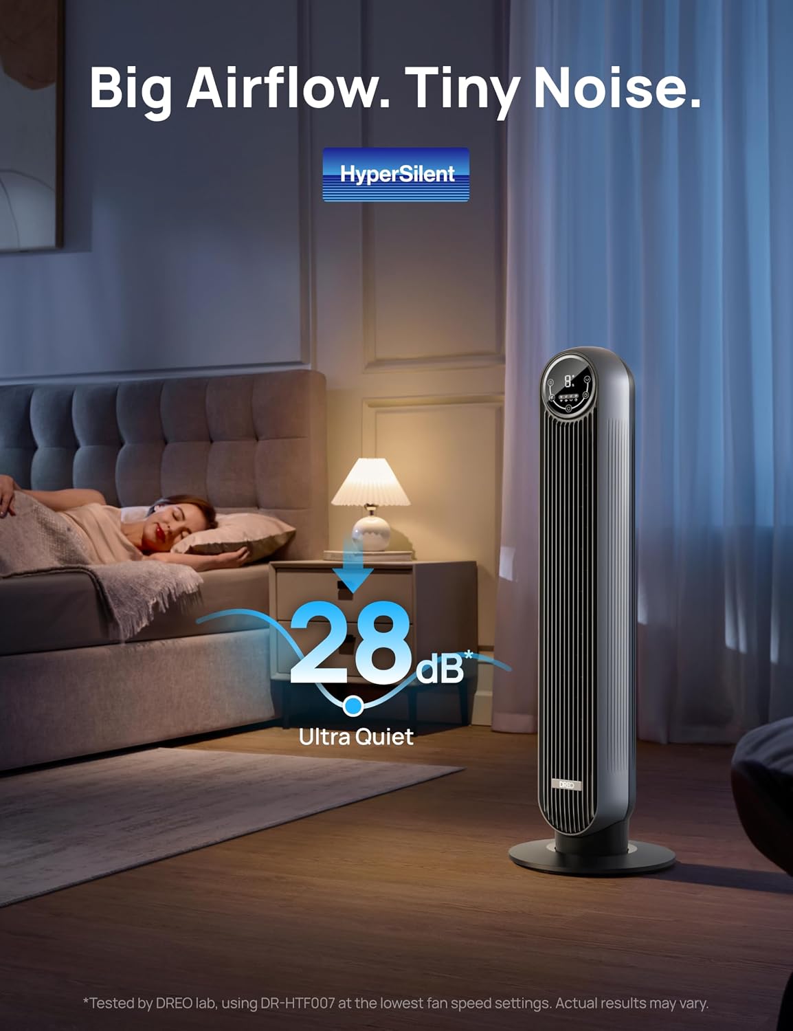 DREO Tower Fan for Bedroom, Upgraded 20dB Quiet Fans that Blow Cold Air | 28ft/s High Velocity, 9 Speeds, 4 Modes, 12H Timer, 90° Oscillating Cooling Standing Fan for Indoor Home Office, 42 inch