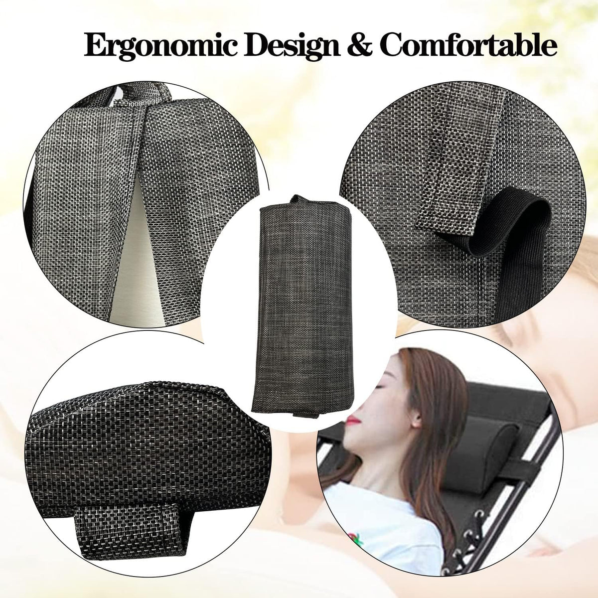 Zero Gravity Chair Set of 2 Replacement Pillow Headrest with Elastic Band, Universal Soft Removable Padded Cushion Head Pillow for Zero Gravity Lounge Chair, Folding Patio Lawn Recliner Chairs, Blue
