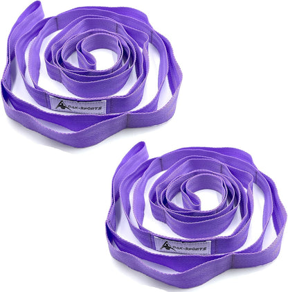 Stretching Strap Yoga Strap with Loops for Physical Therapy, Non-Elastic | 10 Loops, 75 inches length, Multi-Color Selection for Yoga Strap for Stretching, Pilates, Dance and Gymnastics