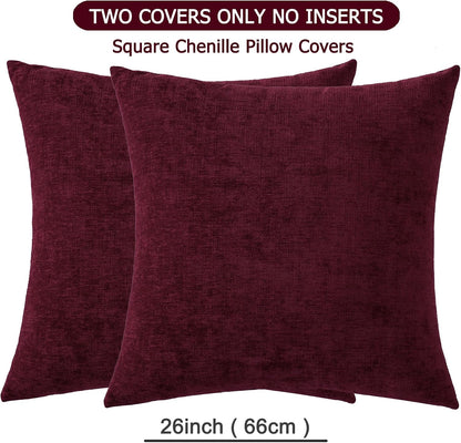 GAWAMAY Lumbar Support Pillow Decorative Rectangle Throw Pillow Covers 12"x20" Inch Set of 2, Soft Chenille Fall Pillowcase for Living Room Bedroom Sofa Couch Cushion Cover Grey 30x50cm (No Insert)