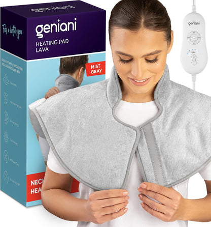GENIANI Back Pain & Relaxation Gifts for Women – Electric Heating Pad for Back, Neck & Shoulders, Soft Microplush Electric Throw Heating Pad for Period Comfort, Fast Heating, Auto Shut Off, 12"x24"
