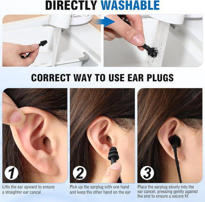 Tondiamo 200 Pairs Ear Plug Bulk with Cord Reusable Silicone, Fresh