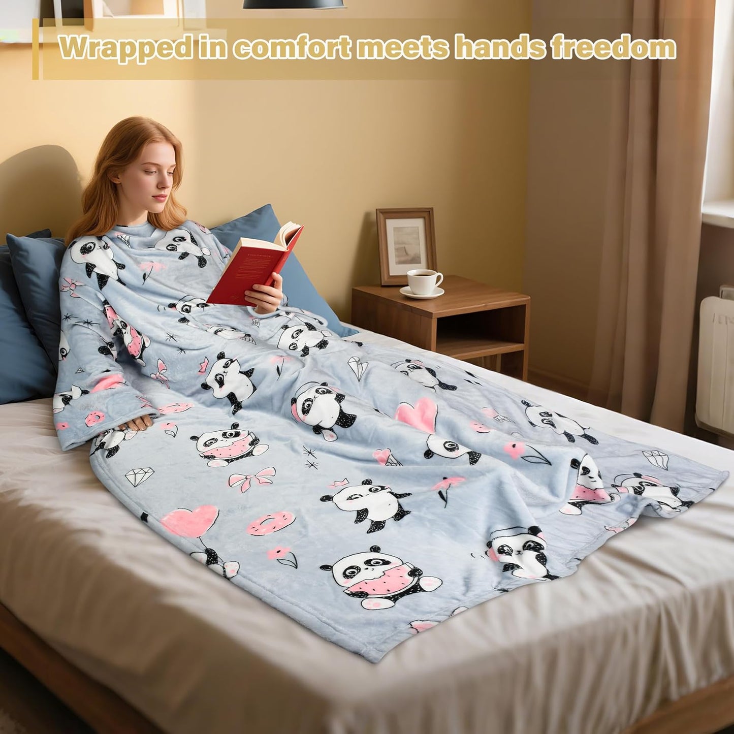 Catalonia Wearable Blanket with Sleeves for Women & Men, Fleece Wrap Throw | Cozy Sleeve Design for Hands-Free Comfort, Perfect for Reading, TV Time & Relaxing, Christmas & Birthday Gift