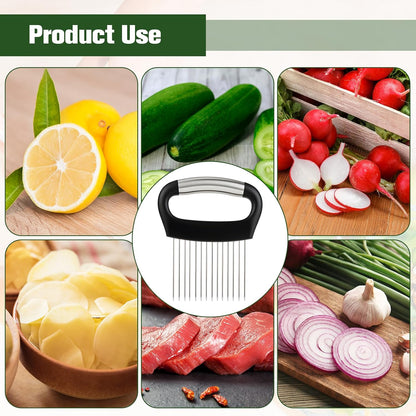 1 Pcs Onion Holder Slicer - Stainless Steel Onion Slicers Tool with Comfort Grip, Secure Onions Slicer for Even Slicing, Ideal for Home Kitchens, Meal Prep & Cooking Enthusiasts