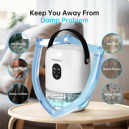 PHILODECO 35 OZ Dehumidifiers for Home(280 sq.ft), Ultra Quiet 25 dB for Bedroom & Bathroom with Auto Shut Off, Small Dehumidifiers for Closet, RV & Basement, 7 Colors LED Light, White