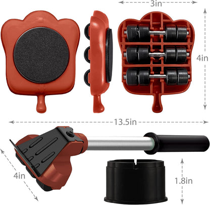 Heavy Duty Furniture Lifter with 4 Sliders for Easy and Safe Moving, Appliance Roller Suitable for Sofas, Couches and Refrigerators, Adjustable Height