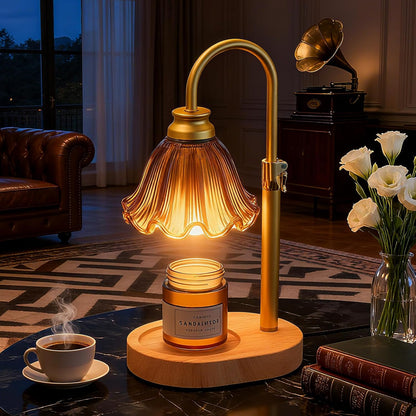 Flower Candle Warmer Lamp,Adjustable Timer & Dimmer(Green) | Adjustable height fits jars. Timer & dimmer safe melt. 2 bulbs & heat-proof base. Perfect for bedroom, office, or gifting.