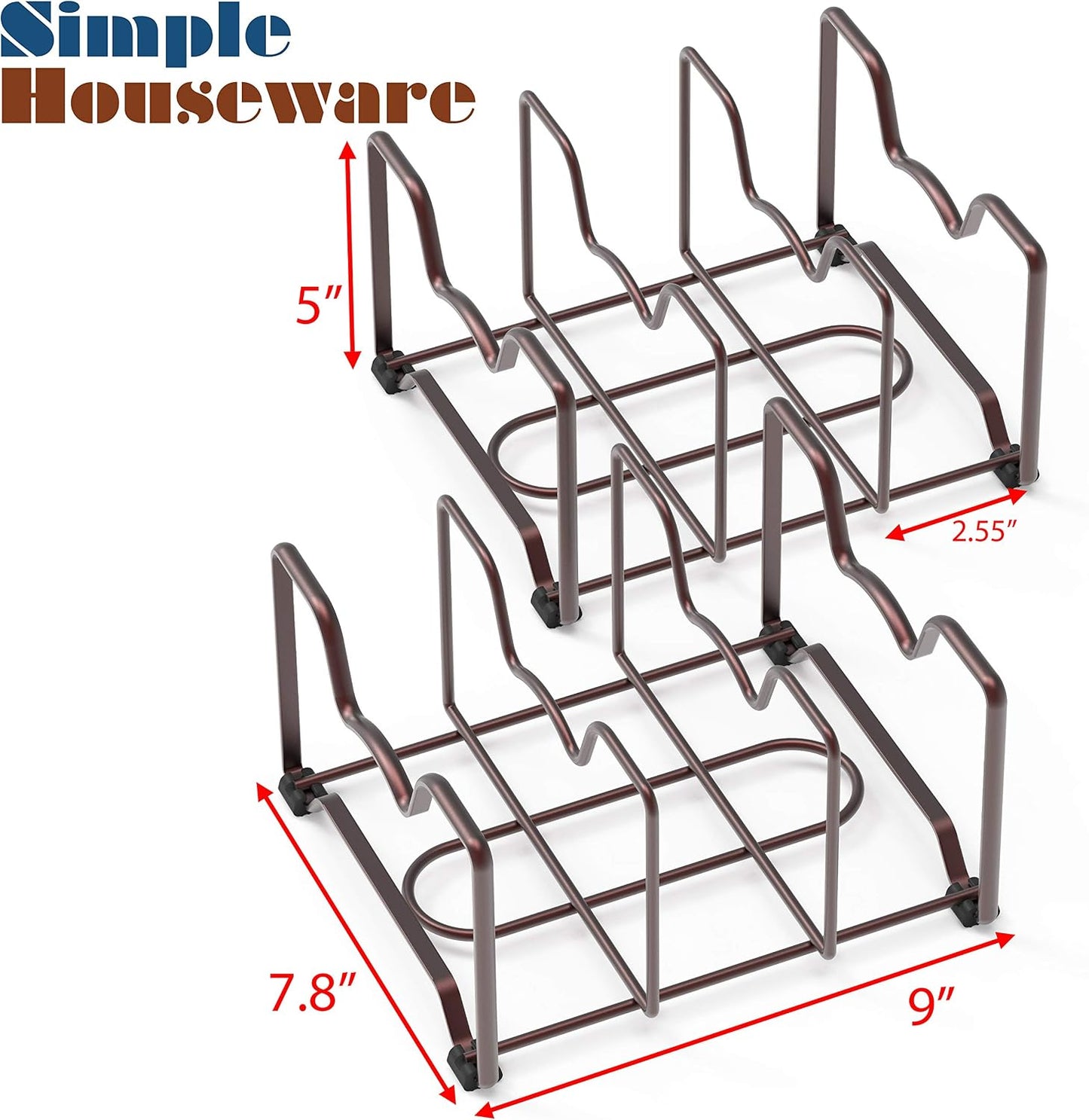 Simple Houseware Cabinet Bakeware Organizer Rack Holder, 2 Pack, Bronze | for Kitchen, Pantry