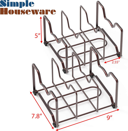 Simple Houseware Cabinet Bakeware Organizer Rack Holder, 2 Pack, Bronze | for Kitchen, Pantry