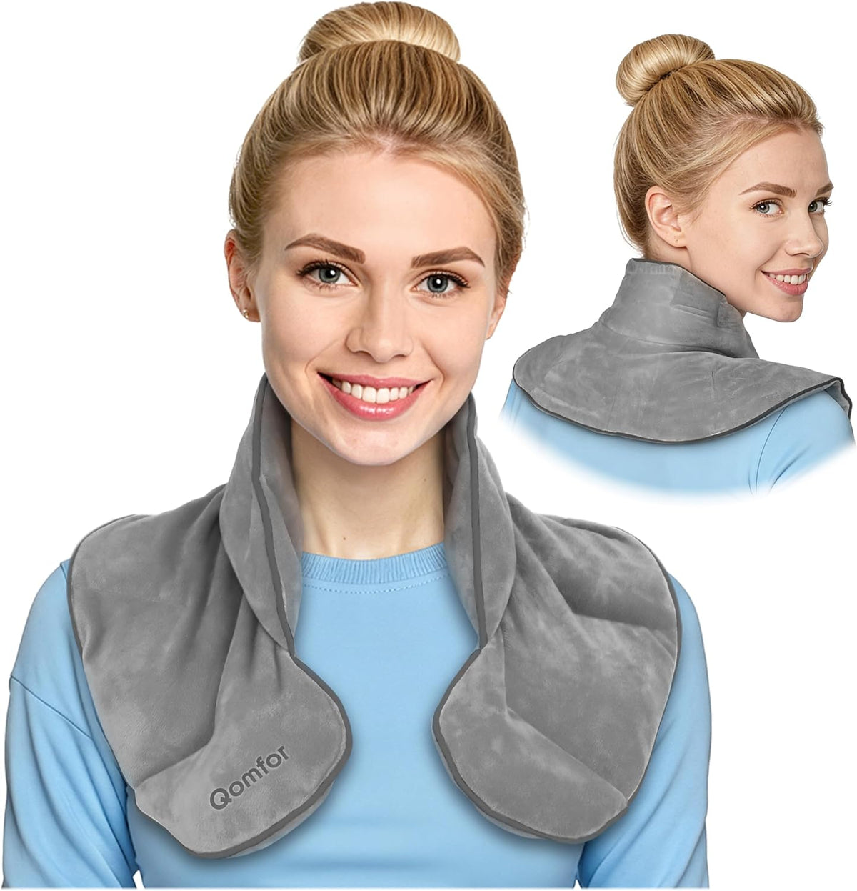 Qomfor - Microwavable Neck Wrap - Maroon Purple, Lavender Scent - Weighted Neck/Shoulder Wrap - Heating Pad - Hot/Cold Muscle Therapy, Stress Relief, Arthritis Pain, Soothing Comfort, Headache