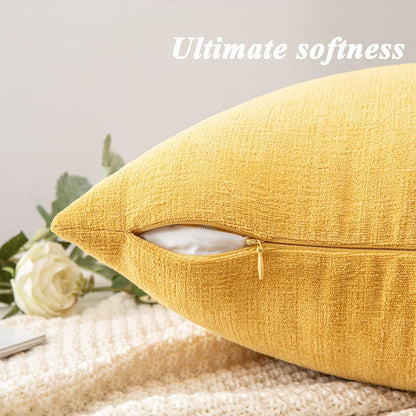 GAWAMAY Lumbar Support Pillow Decorative Rectangle Throw Pillow Covers 12"x20" Inch Set of 2, Soft Chenille Fall Pillowcase for Living Room Bedroom Sofa Couch Cushion Cover Grey 30x50cm (No Insert)