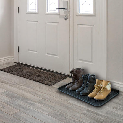 Stalwart 75-ST6012 All Weather Boot Tray-Water Resistant Plastic Utility Shoe Mat for Indoor and Outdoor Use in All Seasons (Black), Large
