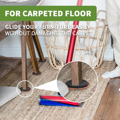 Furniture Sliders for Carpet 8 PCS - 3 1/2" Beige | Furniture Moving Sliders, Chair Leg Floor Protectors, Carpet Sliders for Furniture - Move Your Furniture Easily & Safely