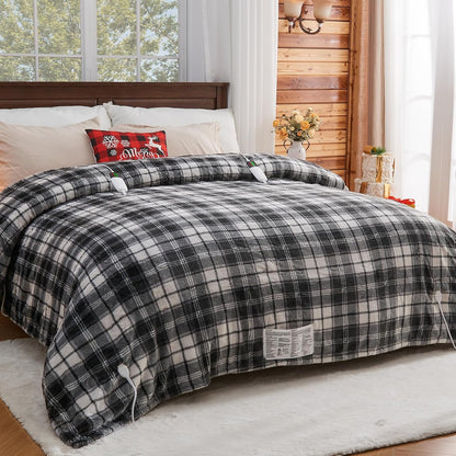 Heated Blanket Electric Throw 50X60 Heating Blanket with 10 Heating Levels 8 Hours Auto Off, Blue Plaid Sherpa Blankets Winter Warmer, Home Decor for Couch Bed Office,Gifts for Mom, Women,Washable