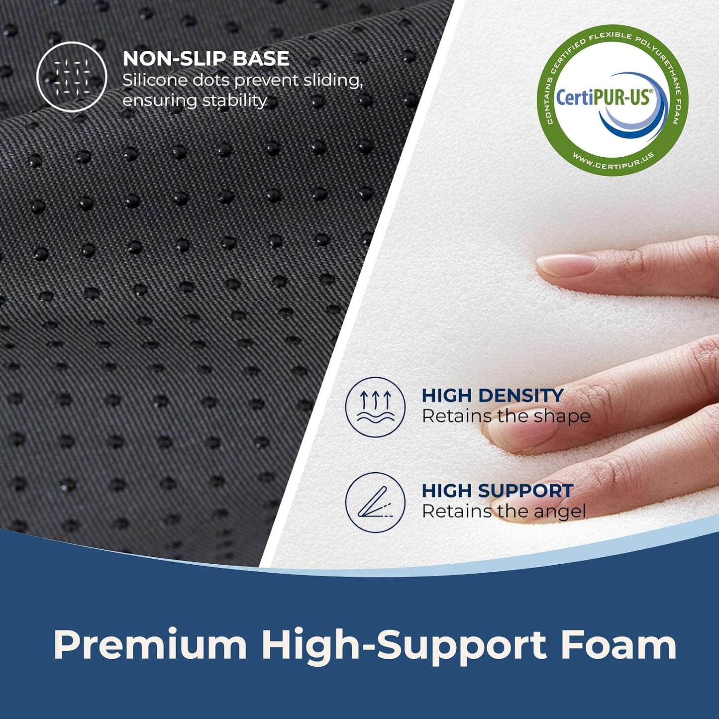 Leg Elevation Pillow for Knee Replacement Surgery Recovery with Handle | Firm Support Foam, Portable Wedge, Removable Cover, Lightweight, Anti-Slip, Breathable, Machine Washable Cover