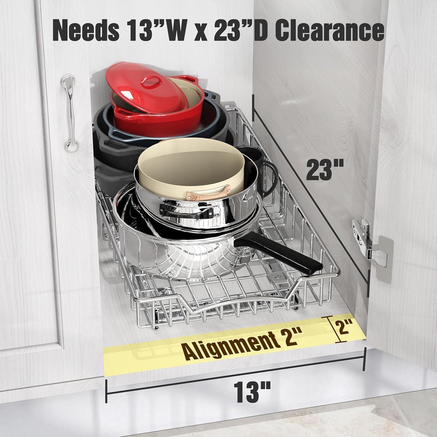 Simple Houseware Under Cabinet Pull Out Sliding Shelf, 21" Dx11 W, Chrome