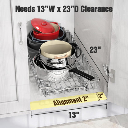 Simple Houseware Under Cabinet Pull Out Sliding Shelf, 21" Dx11 W, Chrome