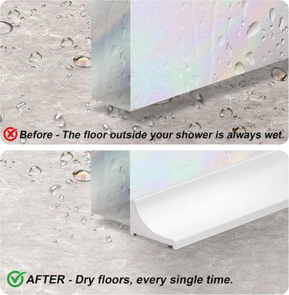 39Inch Shower Threshold Water Dam, Self-Adhesive Silicone Shower Barrier Water Stopper Shower Door Bottom Seal Strip Shower Splash Guard for Bathroom Kitchen Bathtub