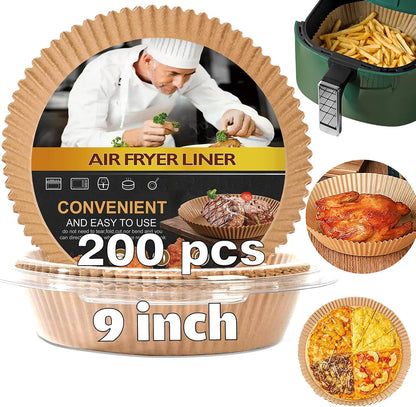 Air Fryer Liners Disposable 9 Inch, 9 inch Air Fryer Liners 125 Pcs Large Square Air Fryer Paper Liners for 5QT 6qt 8QT Air Fryer, Non-stick Parchment Paper for Frying, Baking