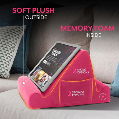 Brookstone Tablet Lap Cushion - Tablet/Phone/Ebook Holder for Bed, Flights, and Travel, Memory Foam Lap Desk for Reading and Hands Free Viewing, Compatible iPad and Kindle Accessories, Grey