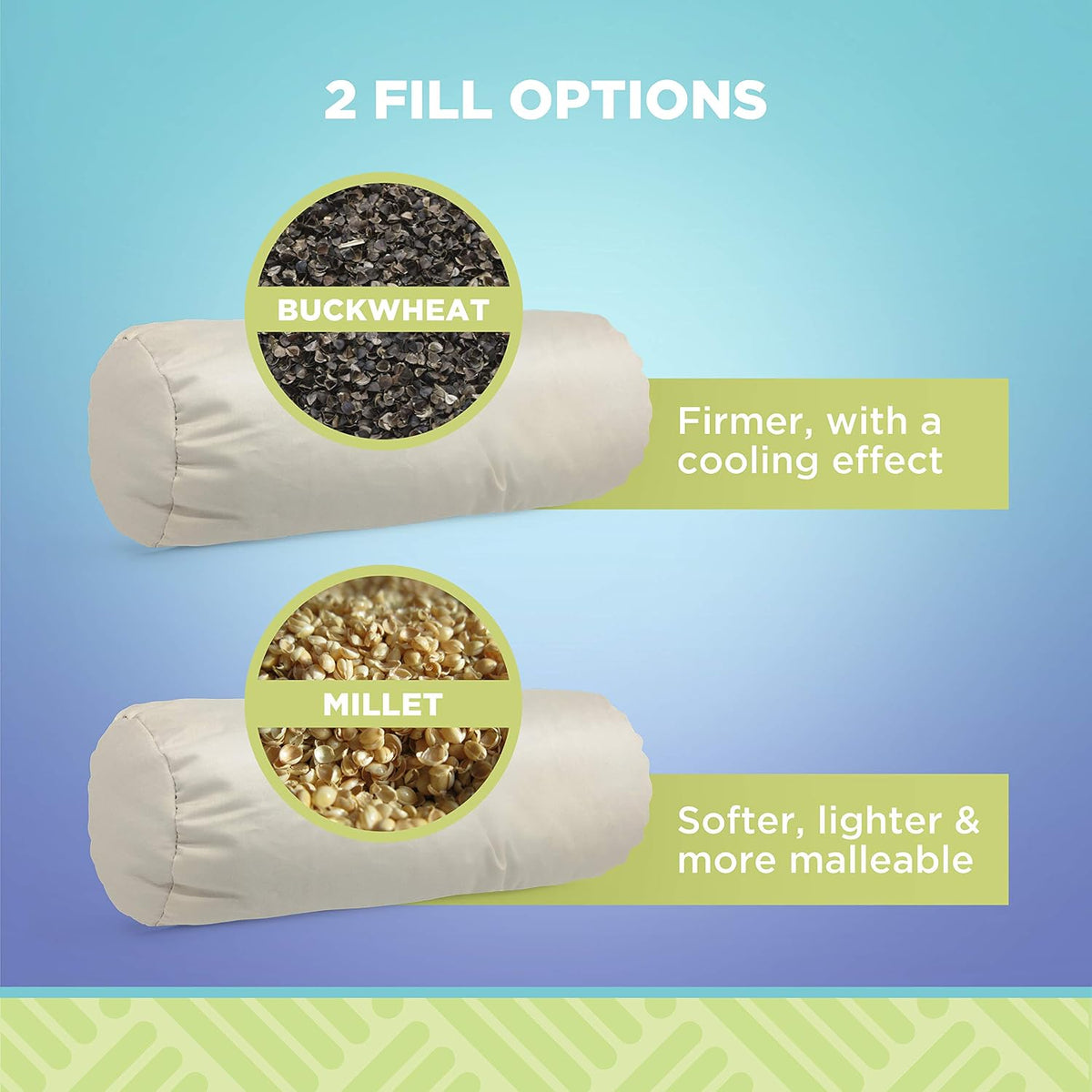 Bean Products Natural Organic Cotton Kapok Neck Roll Pillow 4" Dia x 12"