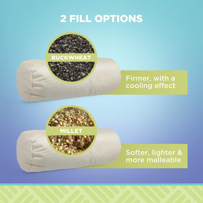 Bean Products Natural Organic Cotton Kapok Neck Roll Pillow 4" Dia x 12"