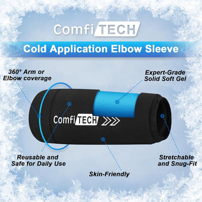 ComfiTECH Elbow Ice Pack Wrap for Arm, Knee & Calf, Flexible Ice Sleeve, L | Multi-Use Gel Ice Sleeve for Tennis Elbows, Golfers Arm, Reusable Cold Compression for Elbow Joint & Muscle Relaxation