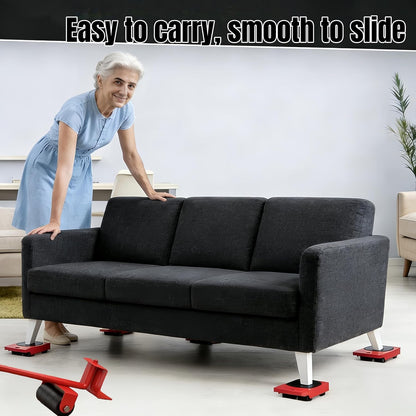 300 Lbs Capacity Heavy Furniture Dollies with Wheels – Furniture Moving Tool Set (1 Lever + 4 Sliders) – Appliance Lifter & Floor Protector Kit for Sofas, Fridges, Kitchen Appliances, Heavy Furniture