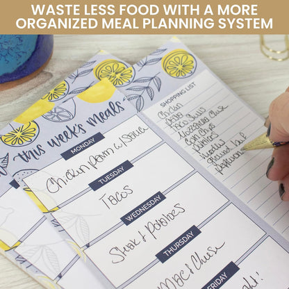 bloom daily planners Weekly Meal Planning Pad - Magnetic Hanging Refrigerator Menu Planner with Tear-Off Sheets & Perforated Grocery Shopping Lists - 6” x 9” (Pink Floral)