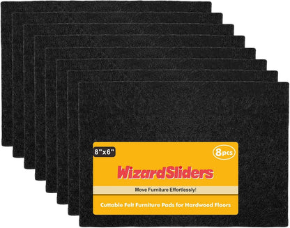 Felt Furniture Pads Self-Adhesive for Hardwood Floors, 8pcs 8" x 6" x 1/5" Cuttable Furniture Pads Square Furniture Movers, Floor Protector Cut into Any Shape, Beige